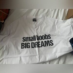 White Graphic Tee with Bold Text